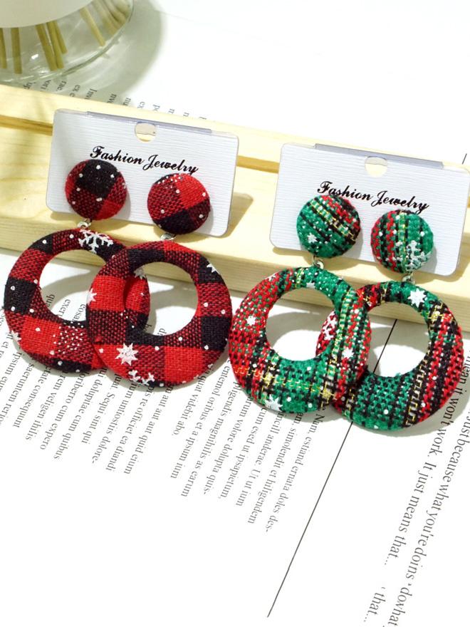 Women's Earrings Fashion Christmas Geometric Round Plaid Earrings - Earrings - INS | Online Fashion Free Shipping Clothing, Dresses, Tops, Shoes - 16/11/2021 - Accs & Jewelry - color-blue