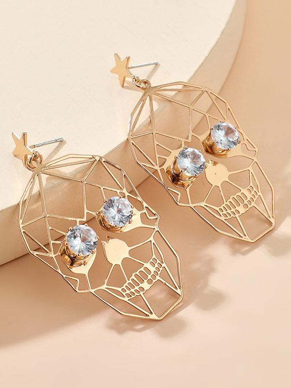 Women's Earrings Halloween Golden Skull Face Earrings - Earrings - INS | Online Fashion Free Shipping Clothing, Dresses, Tops, Shoes - 07/09/2021 - All Accs & Jewelry - color-gold