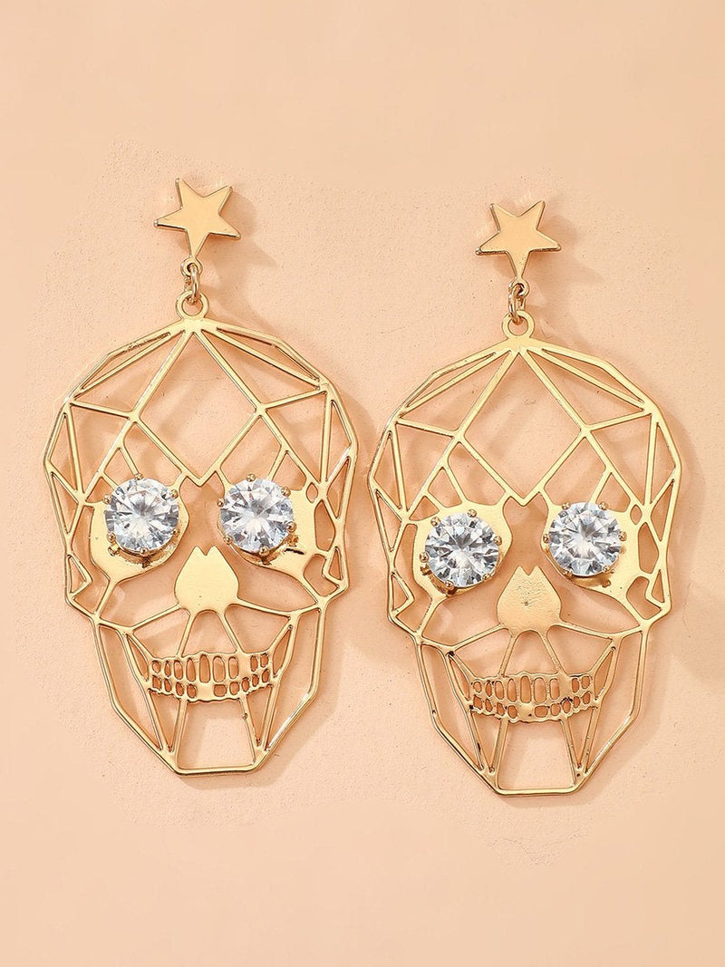 Women's Earrings Halloween Golden Skull Face Earrings - Earrings - INS | Online Fashion Free Shipping Clothing, Dresses, Tops, Shoes - 07/09/2021 - All Accs & Jewelry - color-gold