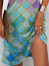 Women's Fish Scale Print Halter Dress - Mini Dresses - INS | Online Fashion Free Shipping Clothing, Dresses, Tops, Shoes - 19/06/2021 - 20-30 - color-multi