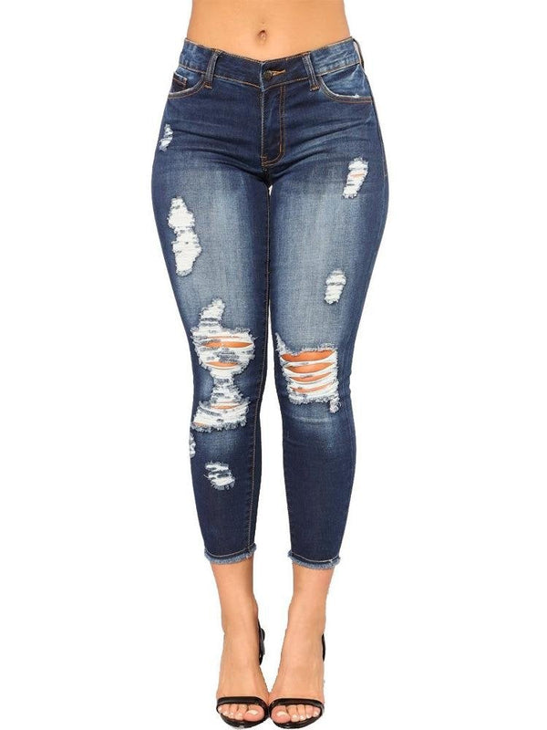 Women's High-Rise Skinny Ripped Jeans - Jeans - INS | Online Fashion Free Shipping Clothing, Dresses, Tops, Shoes - 15/03/2021 - 2XL - Blue