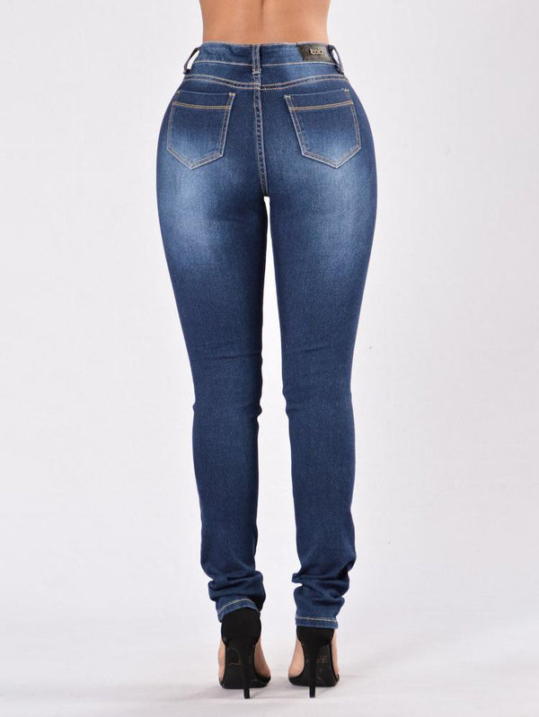 Women's High-Rise Stretch Ragged Jeans - Jeans - INS | Online Fashion Free Shipping Clothing, Dresses, Tops, Shoes - 15/03/2021 - 2XL - Blue