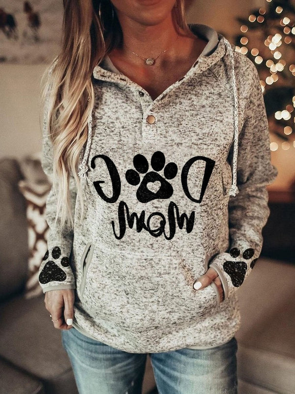 Women's Hoodies Animal Paw Print Pullover Button Hoodie - Hoodies - INS | Online Fashion Free Shipping Clothing, Dresses, Tops, Shoes - 19/08/2021 - 20-30 - Category_Hoodies