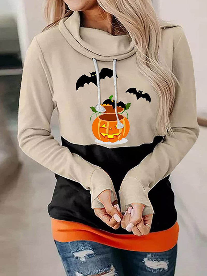 Women's Hoodies Bat Pumpkin High Neck Casual Long Sleeve Hoodie - Hoodies - INS | Online Fashion Free Shipping Clothing, Dresses, Tops, Shoes - 10-20 - 19/08/2021 - Category_Hoodies