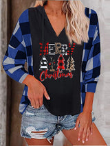 Women's Hoodies Christmas Tree Plaid Long Sleeve Hoodie - Hoodies - INS | Online Fashion Free Shipping Clothing, Dresses, Tops, Shoes - 03/11/2021 - 20-30 - color-blue