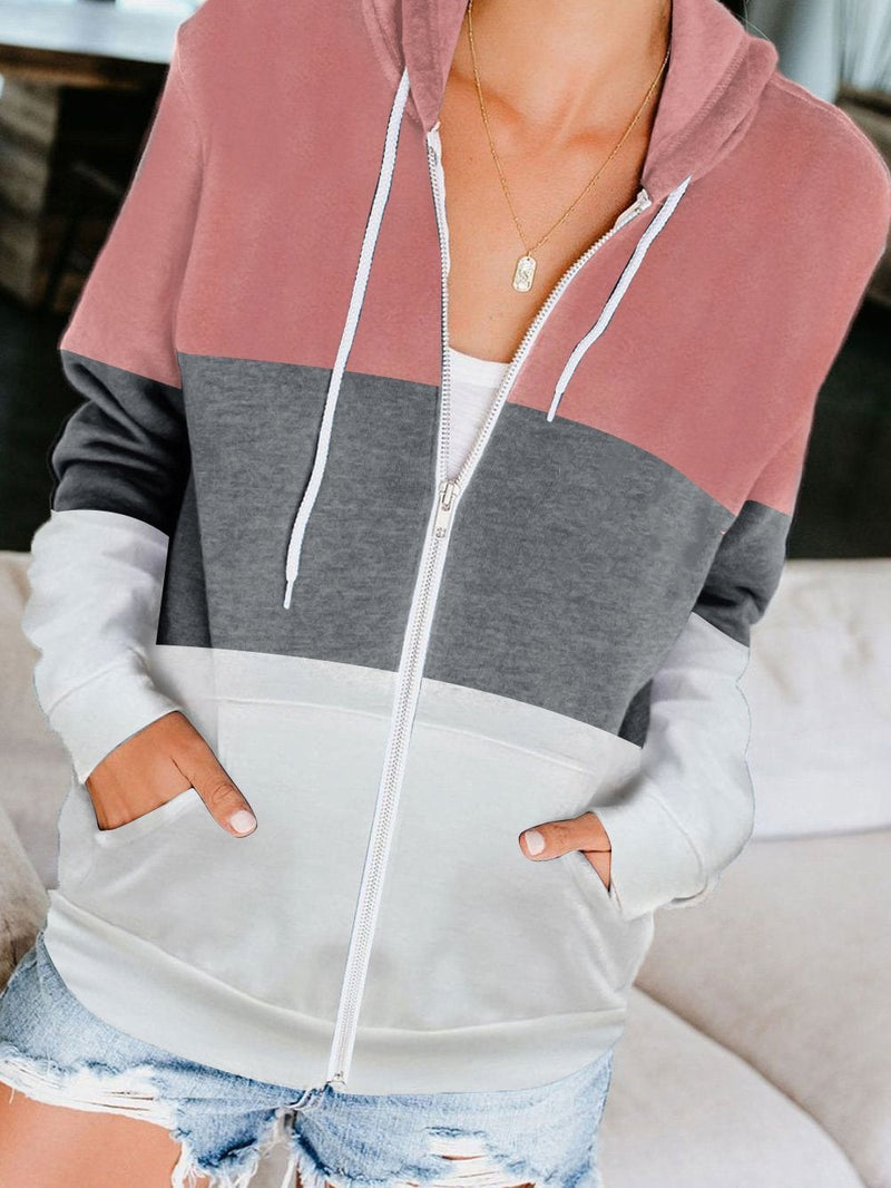 Women's Hoodies Contrasting Zip Pocket Cardigan Hoodie Coats - Hoodies - INS | Online Fashion Free Shipping Clothing, Dresses, Tops, Shoes - 14/09/2021 - 20-30 - Category_Hoodies