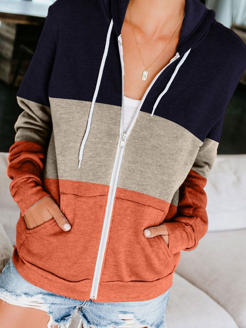 Women's Hoodies Contrasting Zip Pocket Cardigan Hoodie Coats - Hoodies - INS | Online Fashion Free Shipping Clothing, Dresses, Tops, Shoes - 14/09/2021 - 20-30 - Category_Hoodies