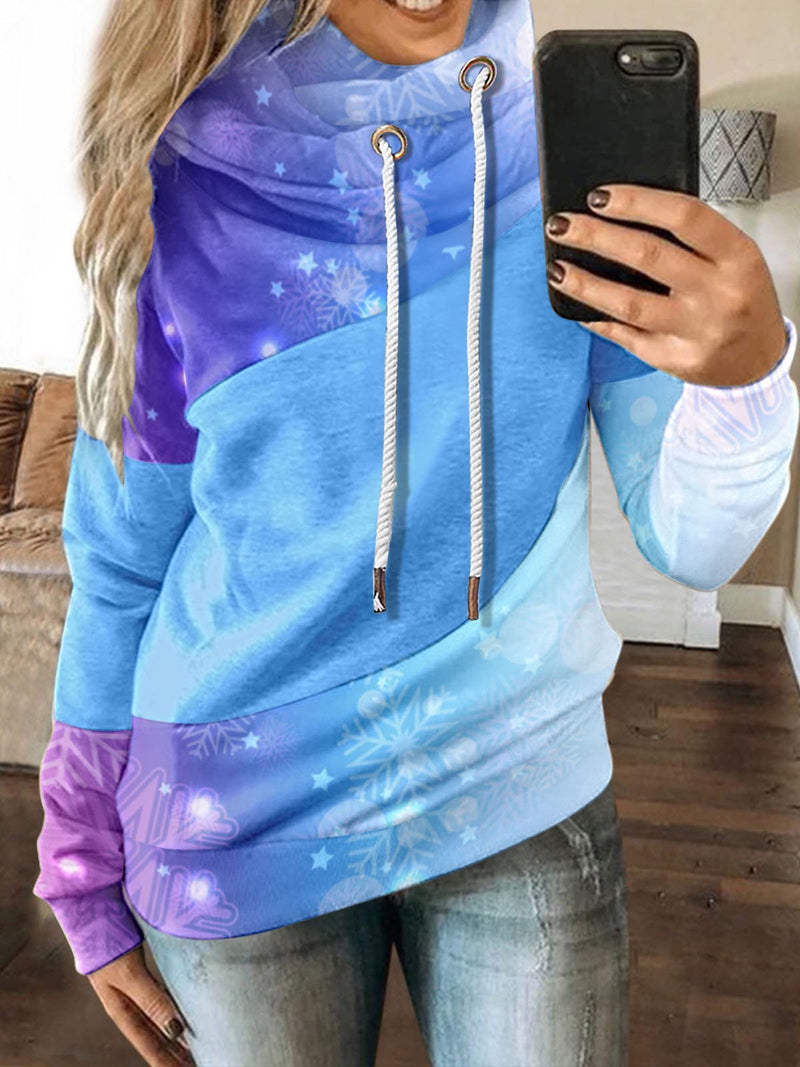 Women's Hoodies Gradient Snowflake Drawstring Long Sleeve Hoody - Hoodies - INS | Online Fashion Free Shipping Clothing, Dresses, Tops, Shoes - 05/11/2021 - 20-30 - color-blue