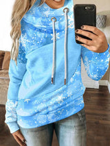 Women's Hoodies Gradient Snowflake Drawstring Long Sleeve Hoody - Hoodies - INS | Online Fashion Free Shipping Clothing, Dresses, Tops, Shoes - 05/11/2021 - 20-30 - color-blue