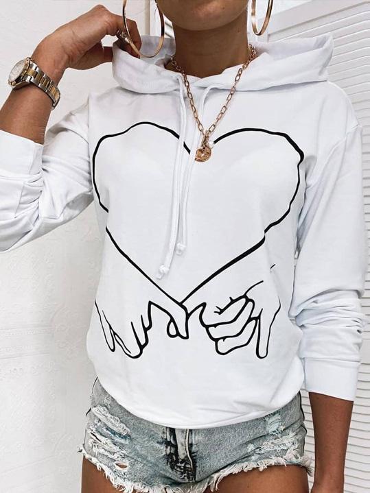 Women's Hoodies Hand-Heart Printed Long Sleeve Hoodie - Hoodies - INS | Online Fashion Free Shipping Clothing, Dresses, Tops, Shoes - 20-30 - 26/08/2021 - Category_Hoodies