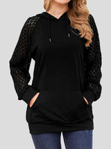 Women's Hoodies Lace Long Sleeve Drawstring Pocket Hoodie - Hoodies - INS | Online Fashion Free Shipping Clothing, Dresses, Tops, Shoes - 06/11/2021 - 20-30 - color-black