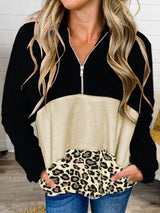 Women's Hoodies Leopard Print Zip Pocket Long Sleeve Hoody - Hoodies - INS | Online Fashion Free Shipping Clothing, Dresses, Tops, Shoes - 08/11/2021 - 30-40 - color-black