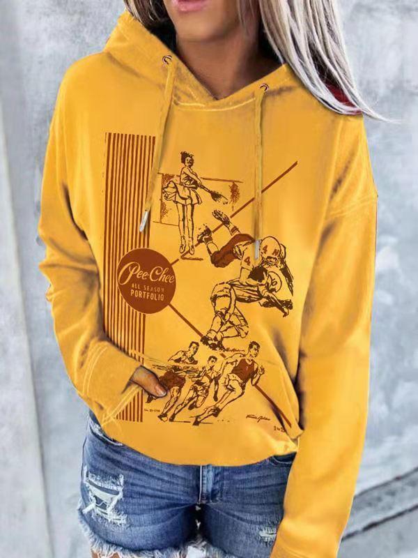 Women's Hoodies Printed Pocket Drawstring Long Sleeve Hoodie - Hoodies - INS | Online Fashion Free Shipping Clothing, Dresses, Tops, Shoes - 18/11/2021 - 20-30 - color-yellow