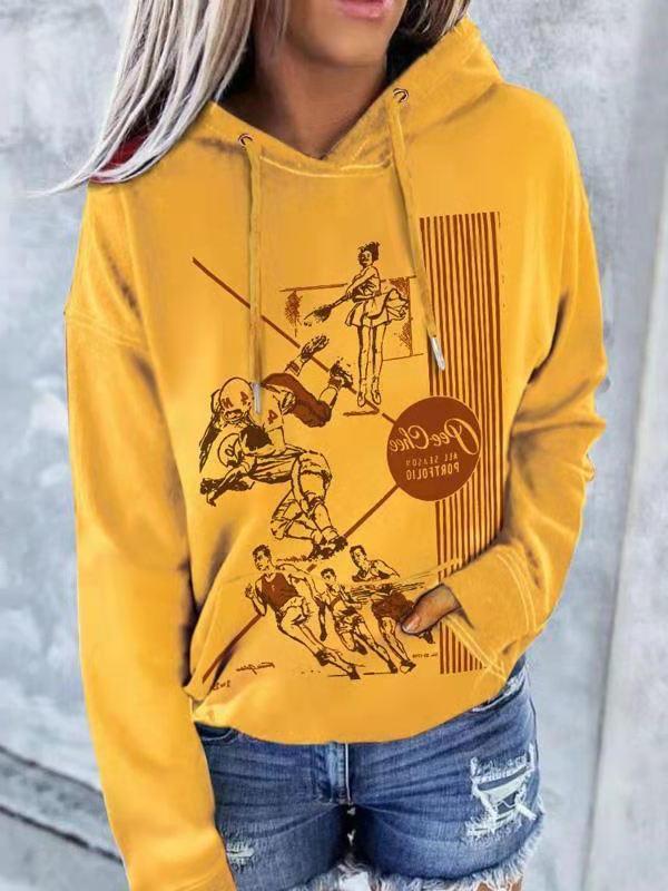 Women's Hoodies Printed Pocket Drawstring Long Sleeve Hoodie - Hoodies - INS | Online Fashion Free Shipping Clothing, Dresses, Tops, Shoes - 18/11/2021 - 20-30 - color-yellow