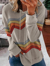 Women's Hoodies Rainbow Striped Drawstring Long Sleeve Hoody - Hoodies - INS | Online Fashion Free Shipping Clothing, Dresses, Tops, Shoes - 12/11/2021 - 20-30 - color-blue