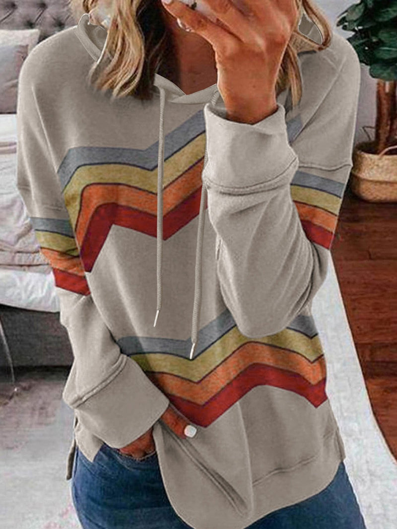 Women's Hoodies Rainbow Striped Drawstring Long Sleeve Hoody - Hoodies - INS | Online Fashion Free Shipping Clothing, Dresses, Tops, Shoes - 12/11/2021 - 20-30 - color-blue