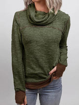 Women's Hoodies Solid High Neck Long Sleeve Finger Hoodie - Hoodies - INS | Online Fashion Free Shipping Clothing, Dresses, Tops, Shoes - 19/11/2021 - 20-30 - color-army_green