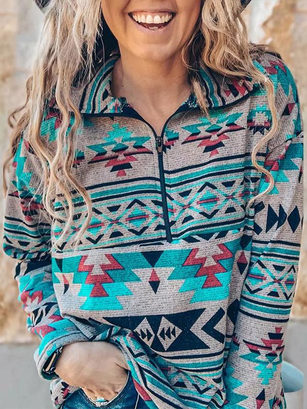 Women's Hoodies Stand Collar Zip Pattern Long Sleeve Hoodie - Hoodies - INS | Online Fashion Free Shipping Clothing, Dresses, Tops, Shoes - 20-30 - 22/10/2021 - color-multi