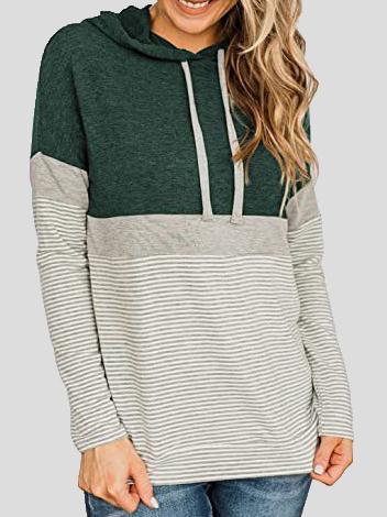 Women's Hoodies Striped Panel Long Sleeve Drawstring Hoody - Hoodies - INS | Online Fashion Free Shipping Clothing, Dresses, Tops, Shoes - 17/11/2021 - 20-30 - color-black