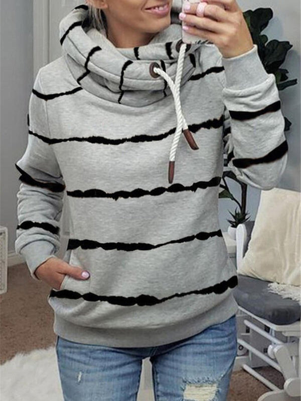 Women's Hoodies Striped Pocket Drawstring Long Sleeve Hoodie - Hoodies - INS | Online Fashion Free Shipping Clothing, Dresses, Tops, Shoes - 19/10/2021 - 20-30 - color-blue