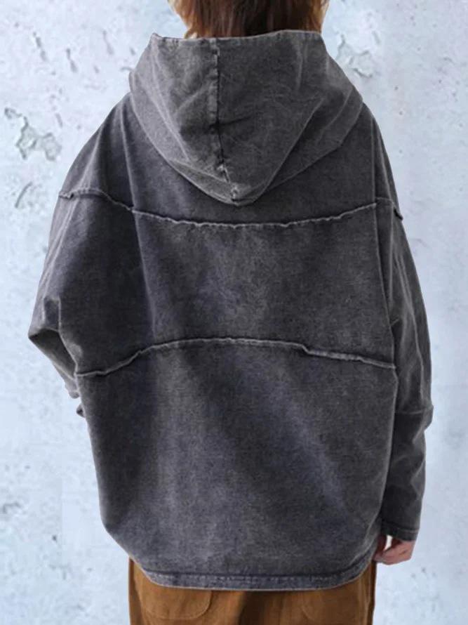 Women's Hoodies Tooling Loose Washed Denim Hoodie - Hoodies - INS | Online Fashion Free Shipping Clothing, Dresses, Tops, Shoes - 11/10/2021 - 20-30 - color-gray