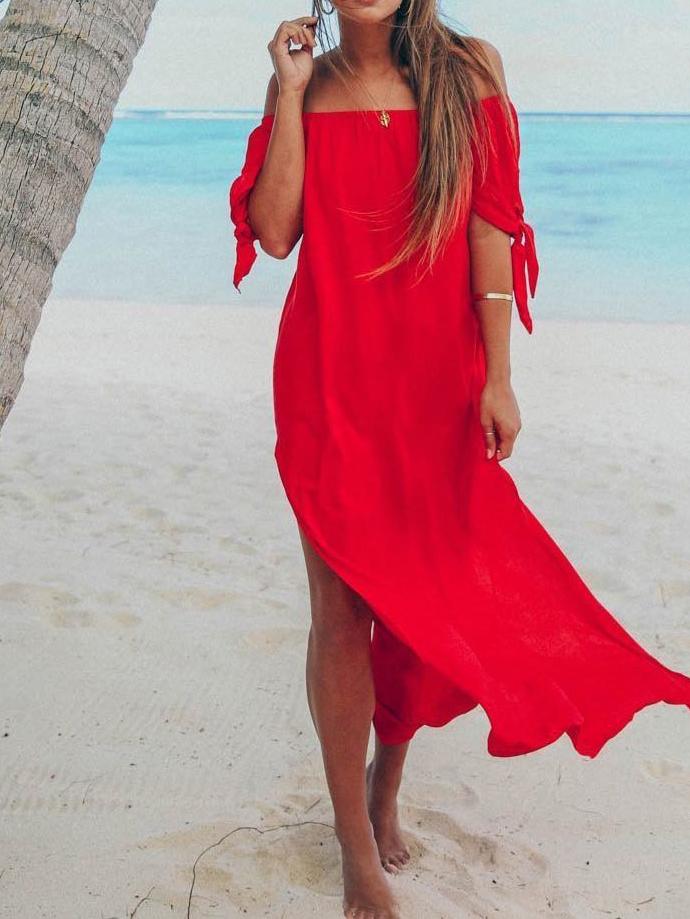 Women'S Irregular Slit Big Dress - Dresses - INS | Online Fashion Free Shipping Clothing, Dresses, Tops, Shoes - Black - Color_Black - Color_Red