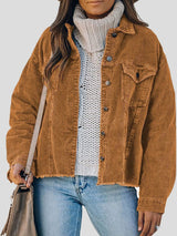 Women's Jackets Corduroy Button Loose Long Sleeve Jacket - Coats & Jackets - INS | Online Fashion Free Shipping Clothing, Dresses, Tops, Shoes - 19/10/2021 - 20-30 - Coats & Jackets