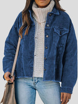 Women's Jackets Corduroy Button Loose Long Sleeve Jacket - Coats & Jackets - INS | Online Fashion Free Shipping Clothing, Dresses, Tops, Shoes - 19/10/2021 - 20-30 - Coats & Jackets