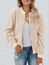 Women's Jackets Fashion Plush Zipper Long Sleeve Jacket - Coats & Jackets - INS | Online Fashion Free Shipping Clothing, Dresses, Tops, Shoes - 08/11/2021 - 30-40 - Coats & Jackets