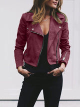 Women's Jackets Lapel Diagonal Zipper Cropped Jacket - Coats & Jackets - Instastyled | Online Fashion Free Shipping Clothing, Dresses, Tops, Shoes - 15/12/2021 - 20-30 - Coats & Jackets