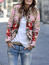 Women's Jackets Lapel Printed Long Sleeve Slim Casual Jacket - Coats & Jackets - INS | Online Fashion Free Shipping Clothing, Dresses, Tops, Shoes - 23/10/2021 - 30-40 - Coats & Jackets