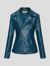 Women's Jackets Lapel Slim Zipper Temperament Pu Leather Jacket - Coats & Jackets - INS | Online Fashion Free Shipping Clothing, Dresses, Tops, Shoes - 08/27/2021 - Coats & Jackets - color-apricot