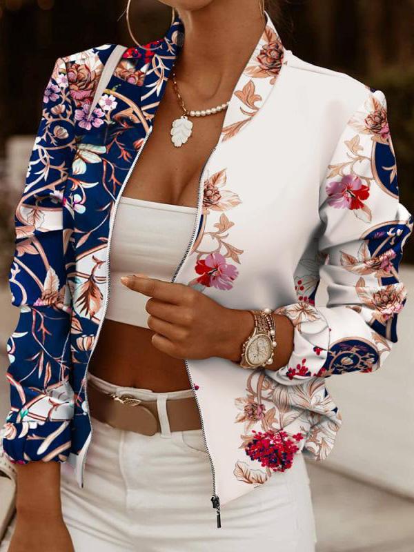 Women's Jackets Printed Stitching Zipper Long Sleeve Jacket - Coats & Jackets - INS | Online Fashion Free Shipping Clothing, Dresses, Tops, Shoes - 24/09/2021 - 30-40 - Coats & Jackets