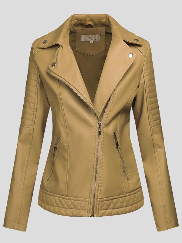 Women's Jackets Pu Temperament Lapel Zipper Short Jacket - Coats & Jackets - INS | Online Fashion Free Shipping Clothing, Dresses, Tops, Shoes - 27/08/2021 - Coats & Jackets - color-black