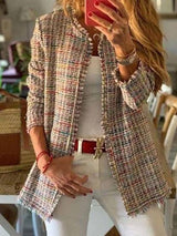 Women's Jackets Rainbow Tweed Plaid Casual Jacket - Coats & Jackets - INS | Online Fashion Free Shipping Clothing, Dresses, Tops, Shoes - 10/08/2021 - 30-40 - Category_Coats & Jackets