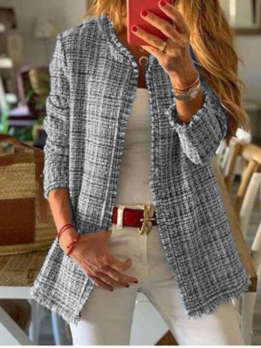 Women's Jackets Rainbow Tweed Plaid Casual Jacket - Coats & Jackets - INS | Online Fashion Free Shipping Clothing, Dresses, Tops, Shoes - 10/08/2021 - 30-40 - Category_Coats & Jackets
