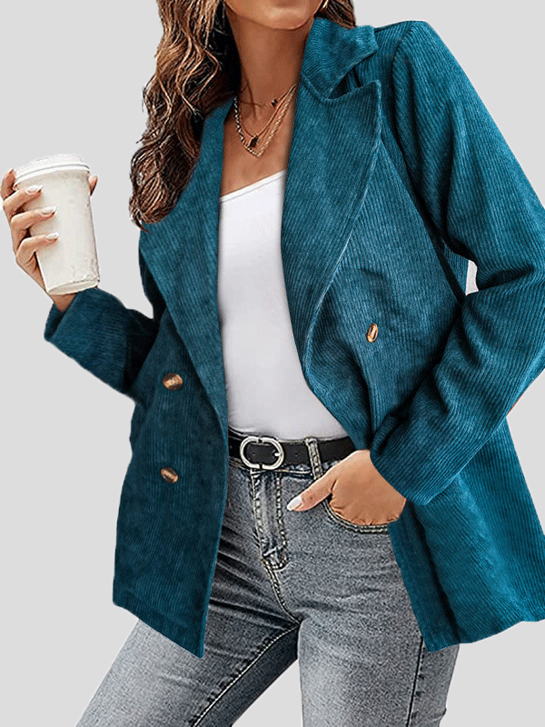 Women's Jackets Solid Corduroy Lapel Button Long Sleeve Jacket - Coats & Jackets - INS | Online Fashion Free Shipping Clothing, Dresses, Tops, Shoes - 20-30 - 23/10/2021 - Coats & Jackets
