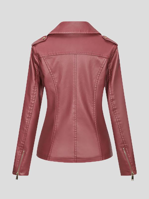 Women's Jackets Temperament Slim Zipper Lapel Pu Leather Jacket - Coats & Jackets - INS | Online Fashion Free Shipping Clothing, Dresses, Tops, Shoes - 26/08/2021 - Coats & Jackets - color-black