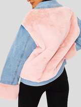 Women's Jackets Thick Plush Denim Stitching Thermal Jacket - Coats & Jackets - INS | Online Fashion Free Shipping Clothing, Dresses, Tops, Shoes - 29/09/2021 - 40-50 - Coats & Jackets
