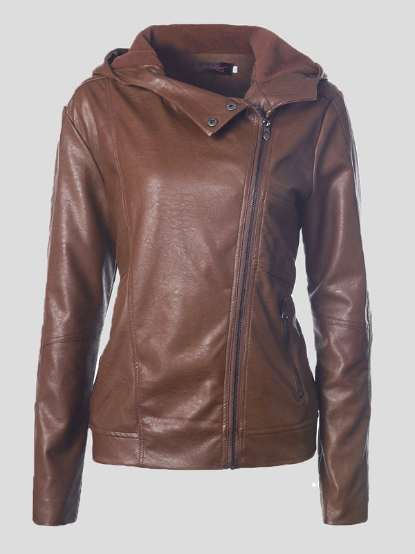 Women's Jackets Vintage Long Sleeve Hooded Leather Jacket - Coats & Jackets - INS | Online Fashion Free Shipping Clothing, Dresses, Tops, Shoes - 26/08/2021 - 40-50 - Coats & Jackets