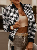Women's Jackets Zip Check Print Long Sleeve Jacket - Coats & Jackets - INS | Online Fashion Free Shipping Clothing, Dresses, Tops, Shoes - 15/10/2021 - Coats & Jackets - JAC2110151159