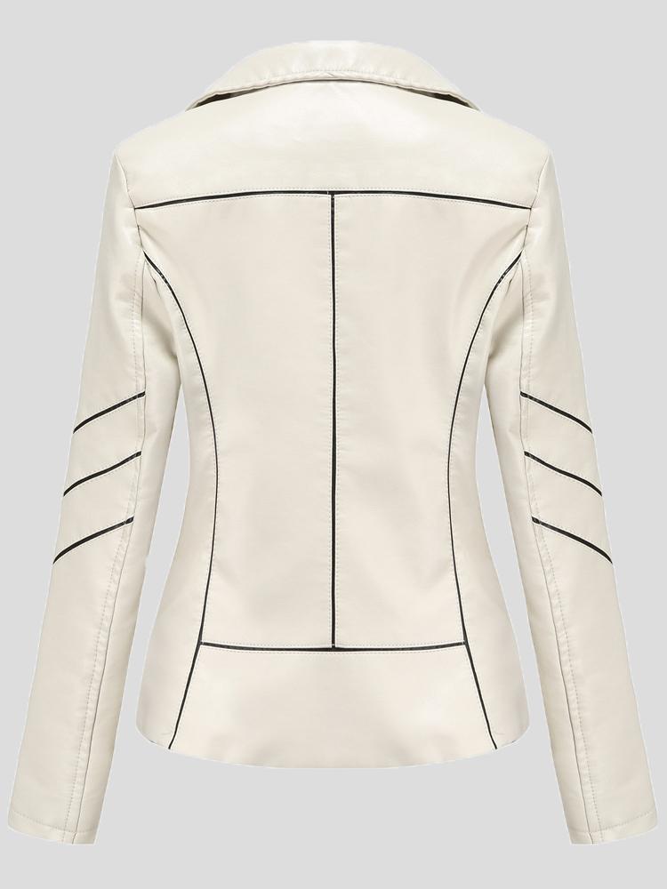 Women's Jackets Zipper Long Sleeve PU Motorcycle Jacket - Coats & Jackets - INS | Online Fashion Free Shipping Clothing, Dresses, Tops, Shoes - 28/10/2021 - Coats & Jackets - color-black