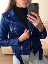 Women's Jackets Zipper Long Sleeve PU Skinny Leather Jacket - Coats & Jackets - INS | Online Fashion Free Shipping Clothing, Dresses, Tops, Shoes - 28/10/2021 - 40-50 - Coats & Jackets