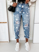 Women's Jeans Skinny Pockets Ripped Star Pattern Jeans - Jeans - INS | Online Fashion Free Shipping Clothing, Dresses, Tops, Shoes - 23/09/2021 - 30-40 - Bottom