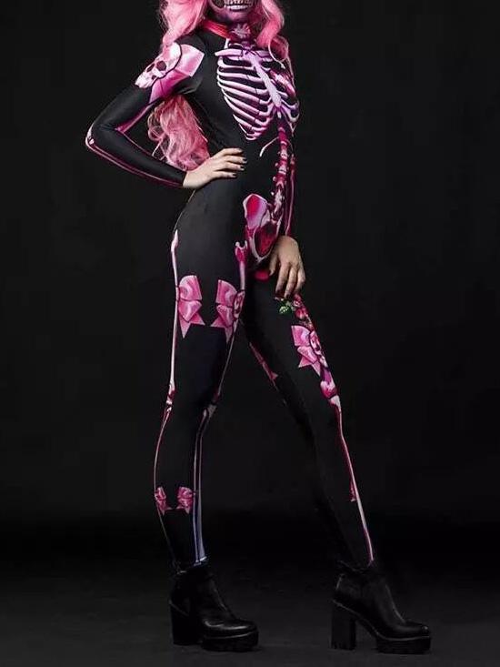 Women's Jumpsuit Halloween Skull Skeleton Print Jumpsuit - Jumpsuits & Rompers - INS | Online Fashion Free Shipping Clothing, Dresses, Tops, Shoes - 20-30 - 20/08/2021 - Bottom