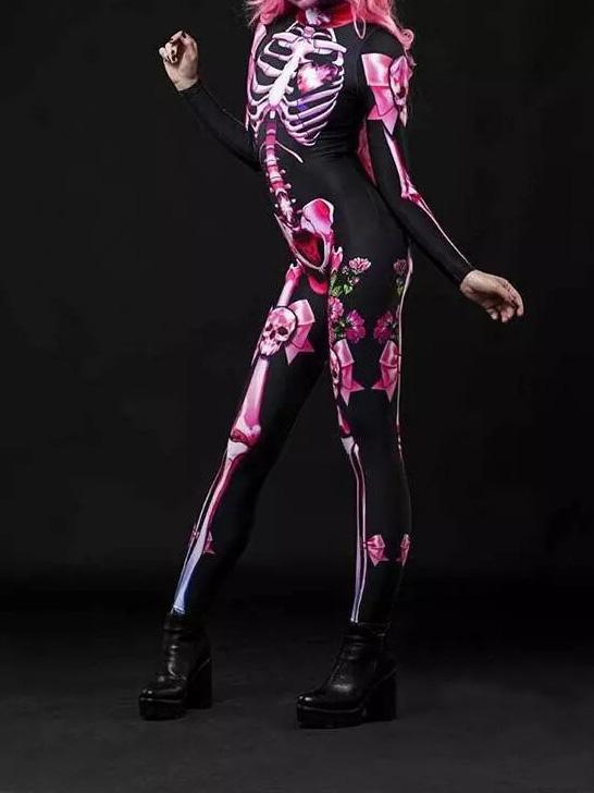 Women's Jumpsuit Halloween Skull Skeleton Print Jumpsuit - Jumpsuits & Rompers - INS | Online Fashion Free Shipping Clothing, Dresses, Tops, Shoes - 20-30 - 20/08/2021 - Bottom