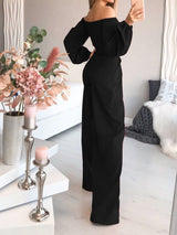 Women's Jumpsuits Boat Neck Long Sleeve Pocket Slim Jumpsuit - Jumpsuits & Rompers - Instastyled | Online Fashion Free Shipping Clothing, Dresses, Tops, Shoes - 31/12/2021 - Bottoms - color-black