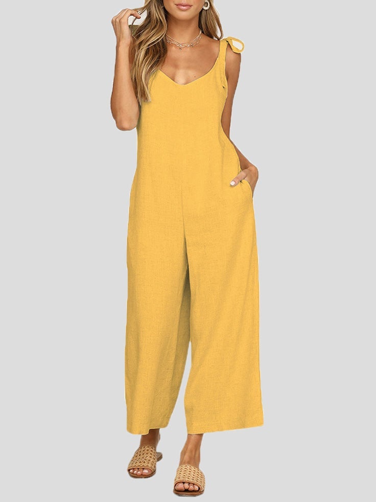 Women's Jumpsuits Bowknot Sling Pocket Casual Jumpsuit - Jumpsuits & Rompers - Instastyled | Online Fashion Free Shipping Clothing, Dresses, Tops, Shoes - 20-30 - 23/12/2021 - Bottoms