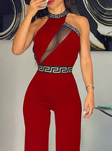 Women's Jumpsuits Hanging Neck Mesh Panelling Jumpsuit - Jumpsuits & Rompers - Instastyled | Online Fashion Free Shipping Clothing, Dresses, Tops, Shoes - 25/12/2021 - 40-50 - Bottoms