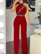 Women's Jumpsuits Hanging Neck Mesh Panelling Jumpsuit - Jumpsuits & Rompers - Instastyled | Online Fashion Free Shipping Clothing, Dresses, Tops, Shoes - 25/12/2021 - 40-50 - Bottoms